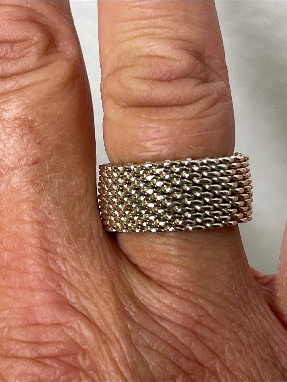 Tiffany & Co. Somerset Mesh Ring Sterling Silver 925 Wide Band - Picture 3 of 5